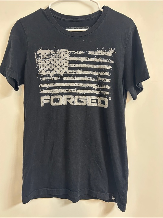 Forged Other - Men's Black Short Sleeve Graphic Tee with White Flag